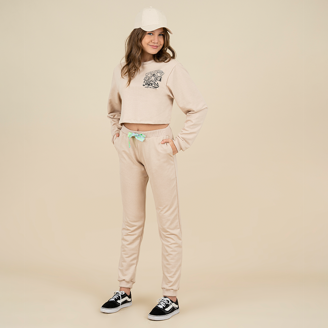 Conjunto moletinho blusa oversized +calça jogger com galão exclusivo tam 20 414302